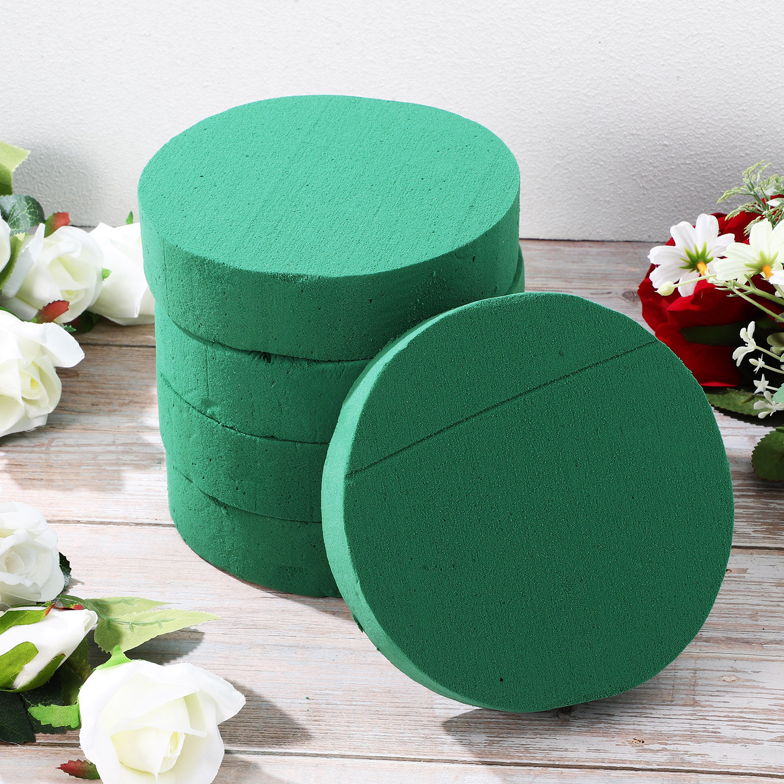 Wedding Supply Decor - 6Pcs Round Floral Foam Blocks Light