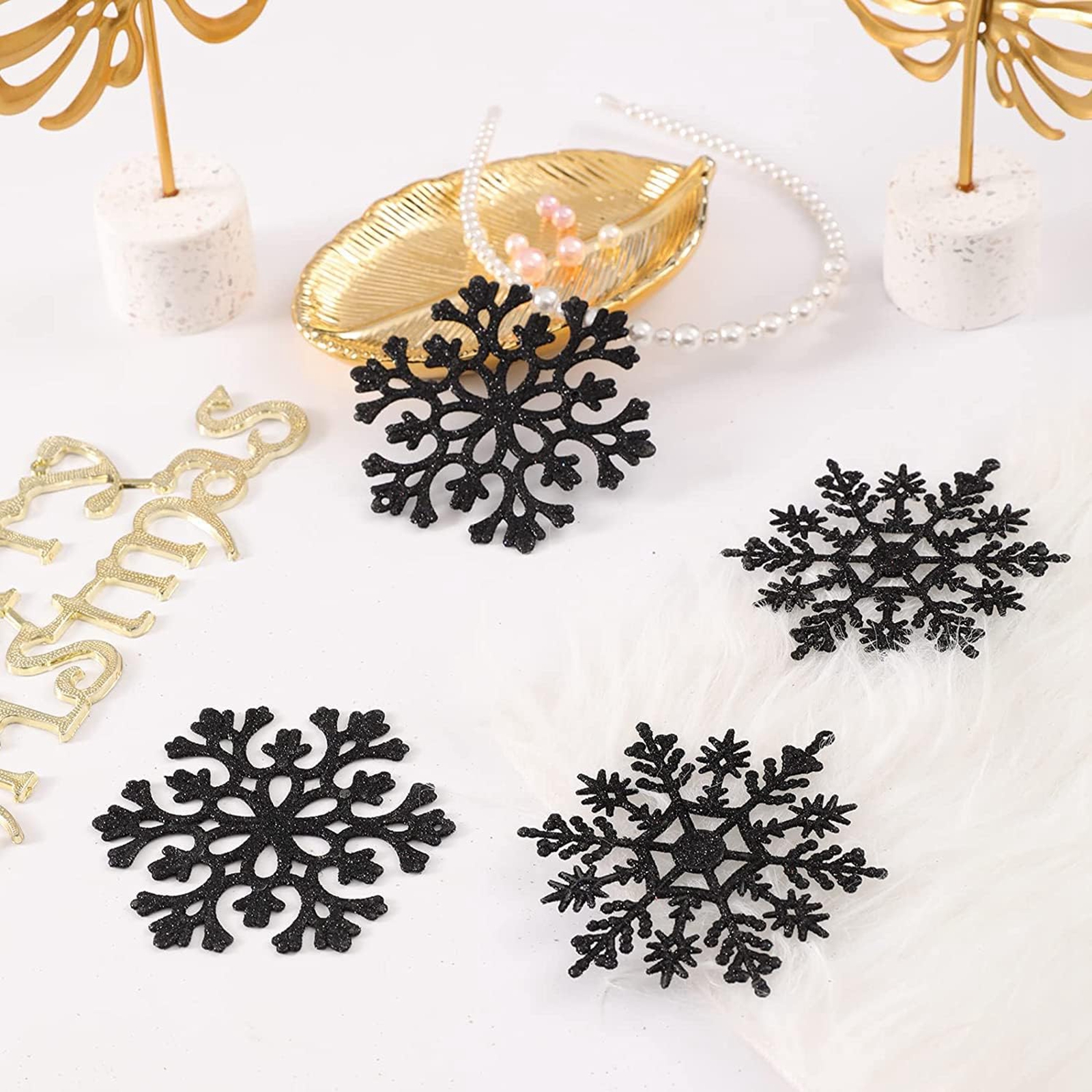 12pcs/set Black Plastic Snowfl - Supply Wedding Venue บทวิจารณ์และราคา