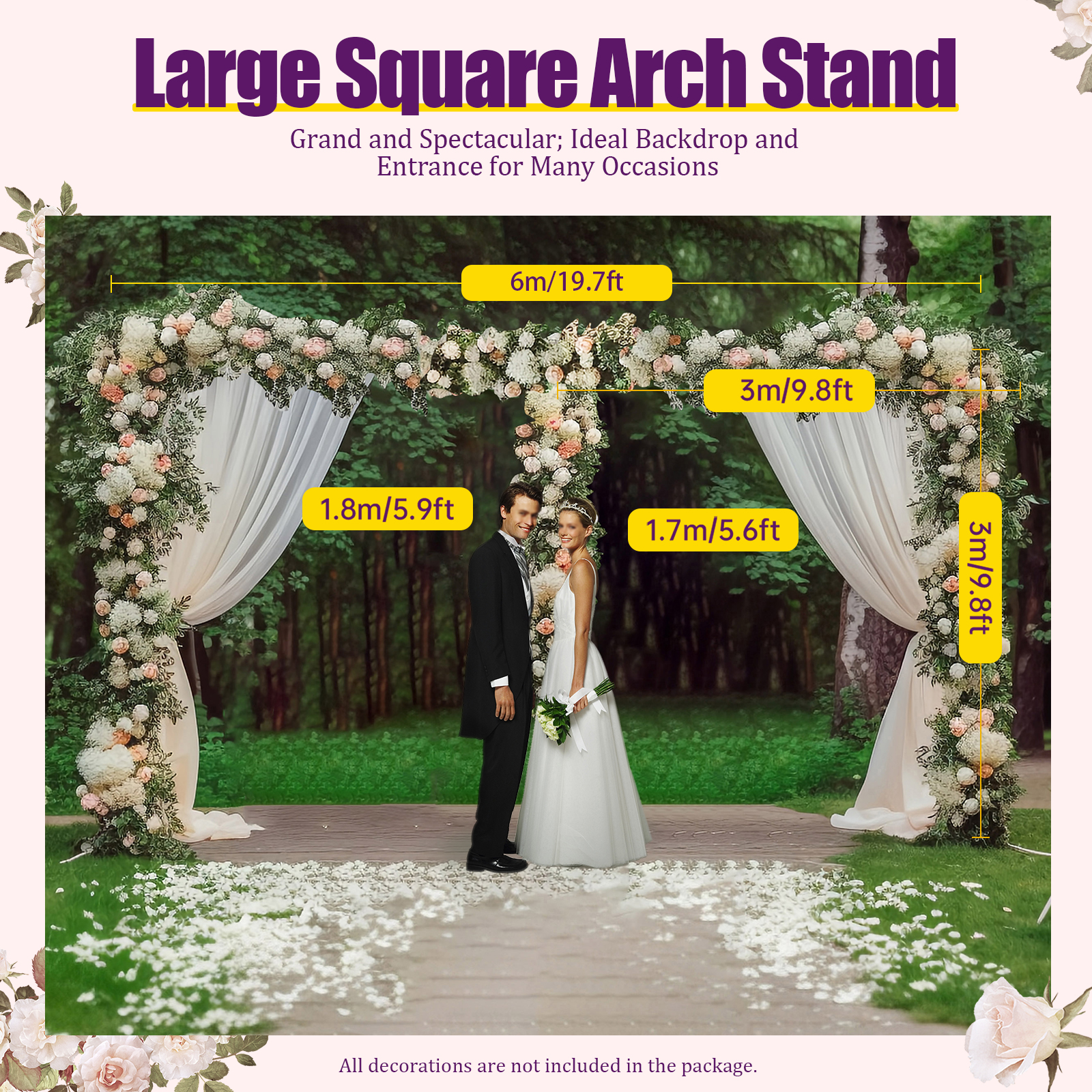 3x6m/10x20ft Metal Wedding Arc - Wedding Balloon Arch บทวิจารณ์และราคา