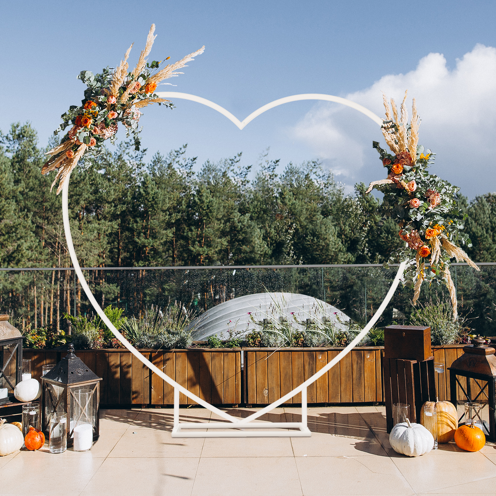 Heart Shaped White Metal Ballo - Wedding Balloon Arch บทวิจารณ์และราคา
