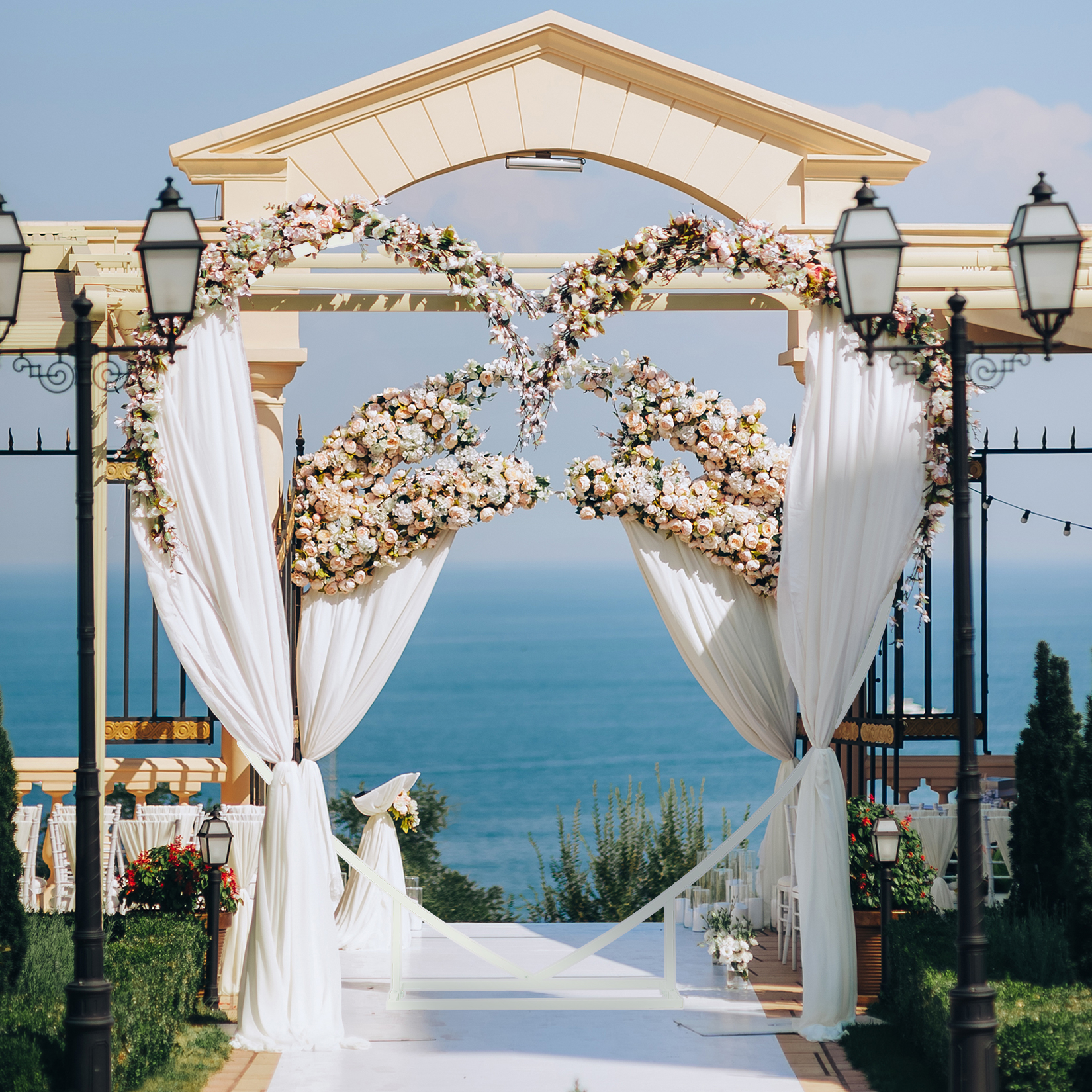 Heart Shaped White Metal Ballo - Wedding Balloon Arch บทวิจารณ์และราคา