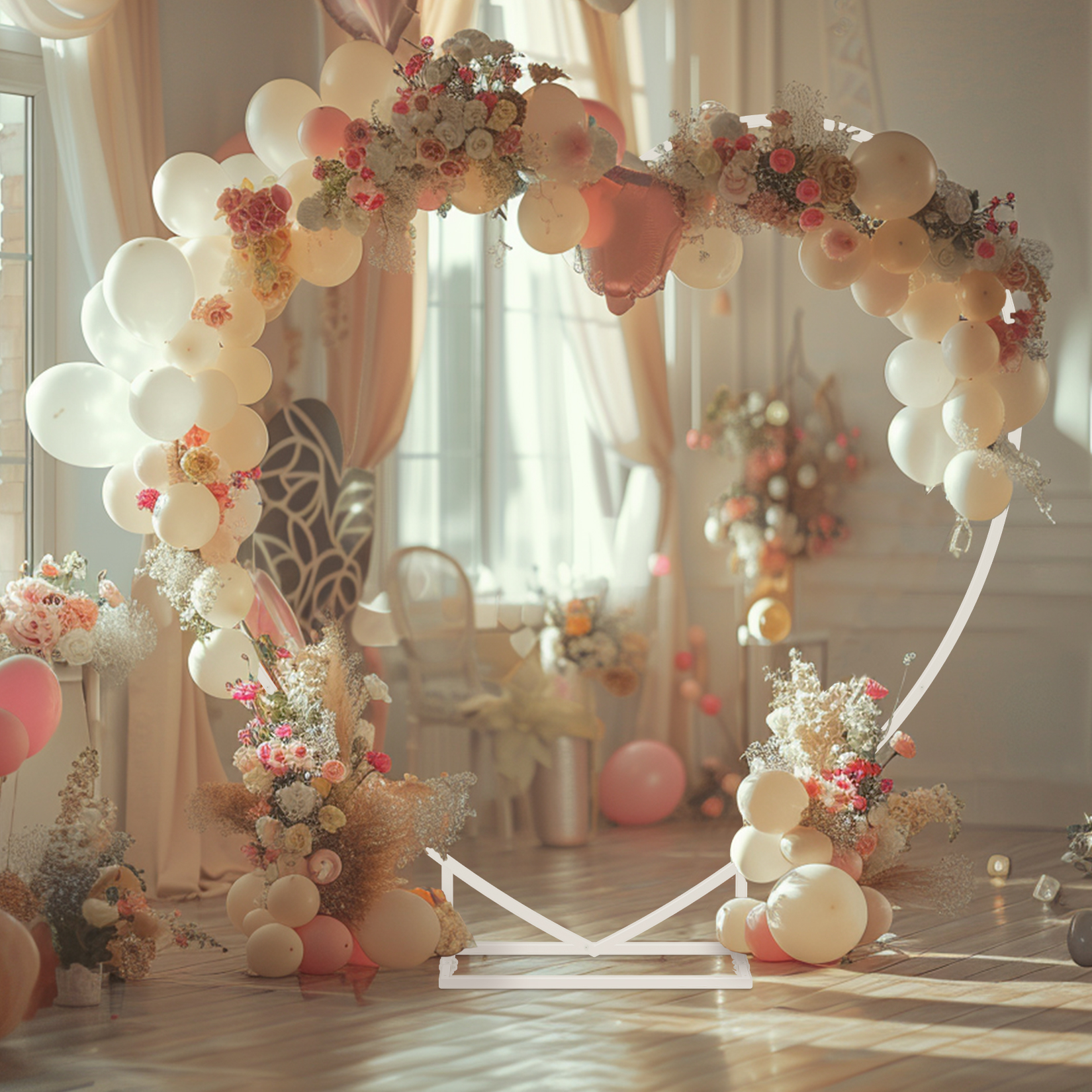 Heart Shaped White Metal Ballo - Wedding Balloon Arch บทวิจารณ์และราคา
