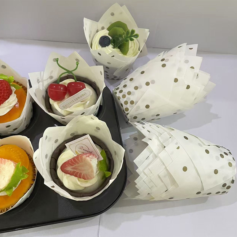 50Pcs/100Pcs Gold Dot Tulip Ca - Wedding Cake Supply บทวิจารณ์และราคา