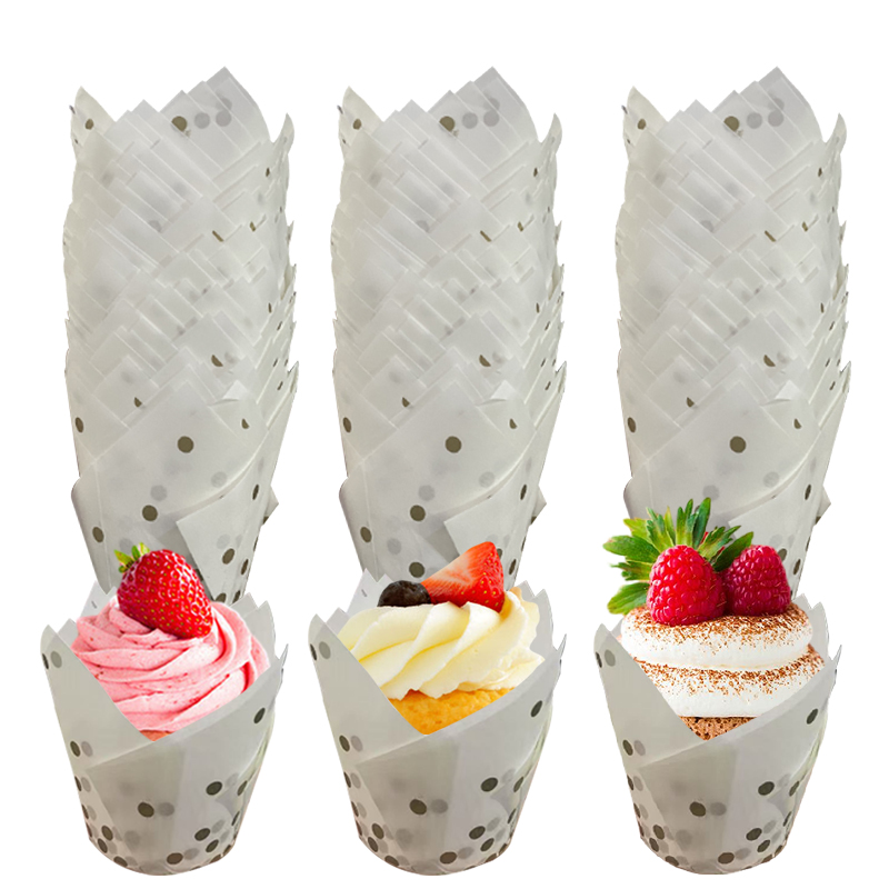 50Pcs/100Pcs Gold Dot Tulip Ca - Wedding Cake Supply บทวิจารณ์และราคา