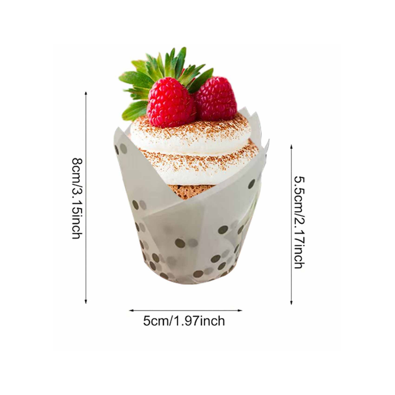 50Pcs/100Pcs Gold Dot Tulip Ca - Wedding Cake Supply บทวิจารณ์และราคา