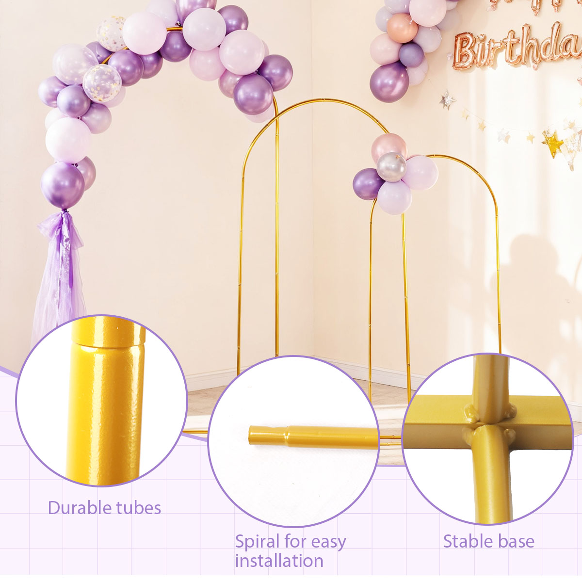 3Pack Golden Metal Arch Kits,  - Wedding Balloon Arch บทวิจารณ์และราคา