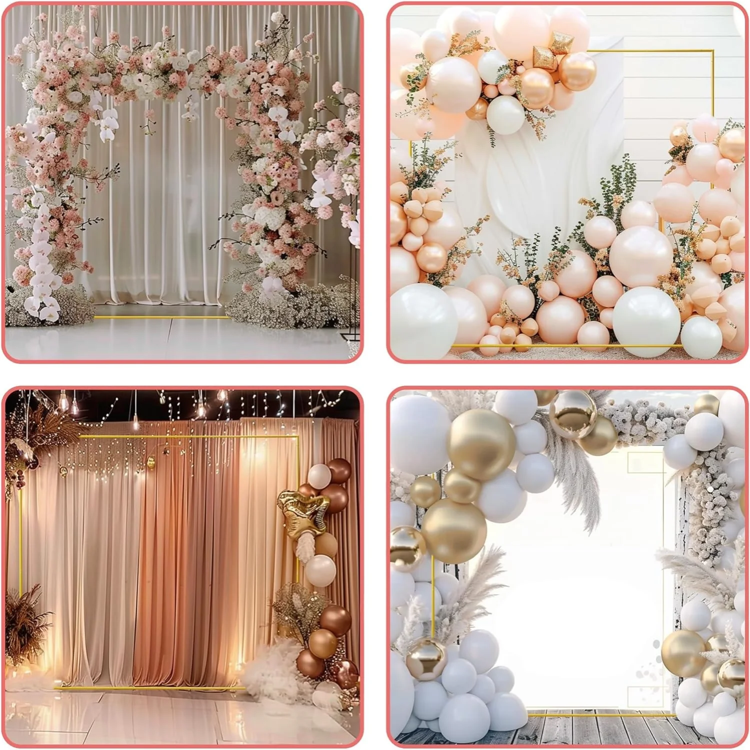 Gold Wedding Arches Square Bac - Wedding Balloon Arch บทวิจารณ์และราคา